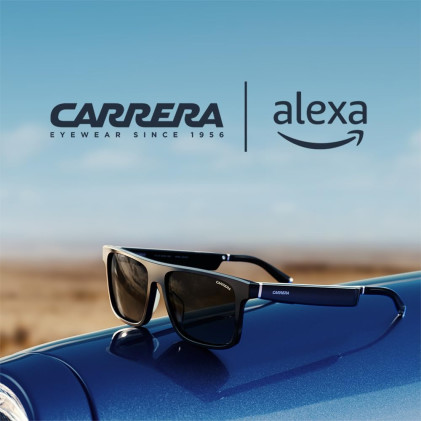 Carrera Smart Glasses with Alexa (newest model), Smart audio glasses, Sprinter black frames with polarized sunglass lenses, Square